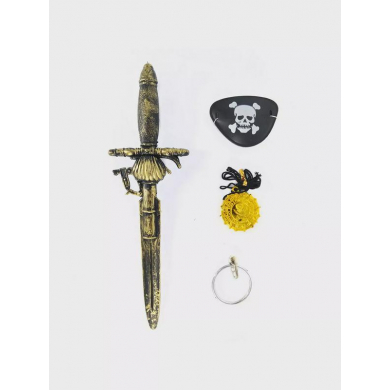 Набор пирата, карнавальный, детский, 4 предмета: кинжал, наглазник, клипса, медальон, набор 10 шт