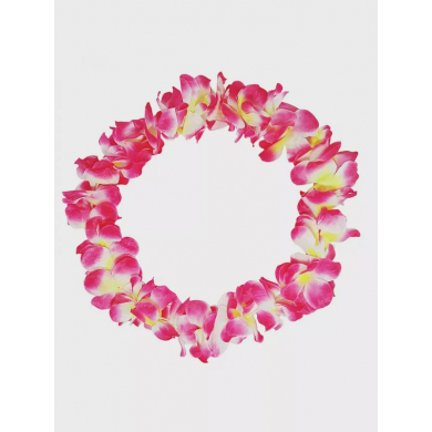 Гавайское ожерелье "Пышное", цвет розовый с желтым