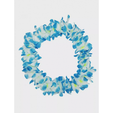 Гавайское ожерелье "Пышное", цвет голубой с желтым