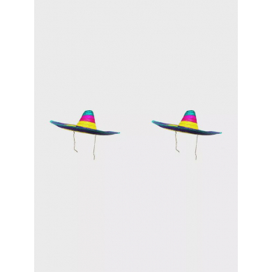 Сомбреро мексиканская шляпа соломенная карнавальная гавайская конусная цветная, диаметр 53 см (Набор 2 шт)