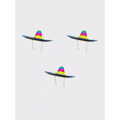 Сомбреро мексиканская шляпа соломенная карнавальная гавайская конусная цветная, диаметр 48 см (Набор 3 шт)