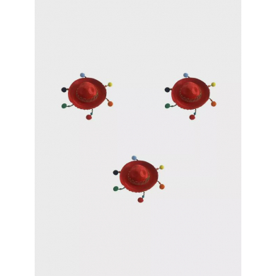 Сомбреро фетровая мексиканская карнавальная шляпка мини-шляпа на ободке, диаметр 15 см (Набор 3 шт)