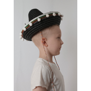 Сомбреро мексиканская шляпа детская соломенная карнавальная гавайская конусная, размер 52-56 см, цвет темно-синий