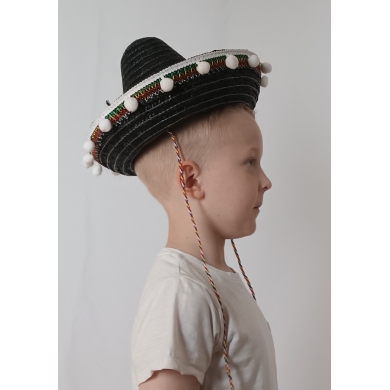 Сомбреро мексиканская шляпа детская соломенная карнавальная гавайская конусная, размер 52-56 см, цвет темно-синий