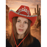 Шляпа ковбойская женская красная "Ковбой"