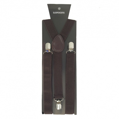 Подтяжки взрослые узкие, цвет темно-коричневый