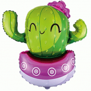 Фольгированный фигурный шар "Кактус в розовом кашпо" 36''/91см