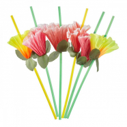 Трубочки для коктейля Гавайские цветы, набор 6шт