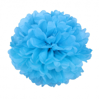 Помпон бумажный 25см ярко-голубой