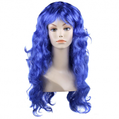 Парик карнавальный волнистый длинный 60 см цвет синий