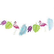 Гирлянда гавайская "Фламинго и листья", 3 м