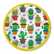 Бумажная одноразовая тарелка "Кактусы", 18 см (набор 6 шт)