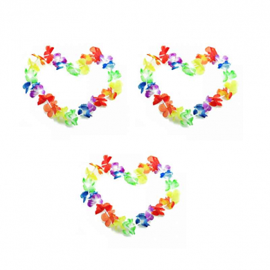 Гавайское ожерелье 96 см, цвет оранжевый красный желтый синий (Набор 3 шт.)