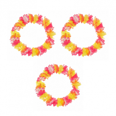 Ожерелье гавайское "Лепестки", цвет розовый, желтый, оранжевый (Набор 3 шт.)
