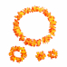 Гавайский набор, цвет оранжевый, 4 предмета: ожерелье лея, венок, 2 браслета (Набор 3 шт.)