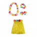 Гавайская юбка желтая 40 см, ожерелье лея 96 см, венок, 2 браслета (набор)
