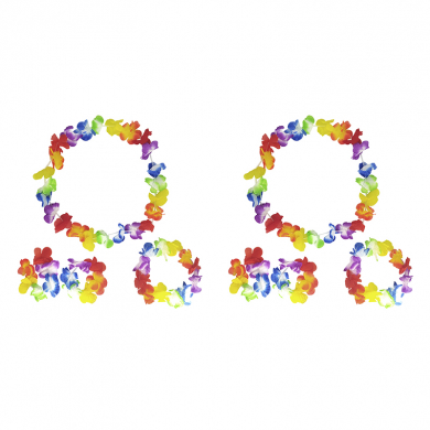 Гавайский набор: ожерелье лея, венок, 2 браслета (Набор 2 шт.)