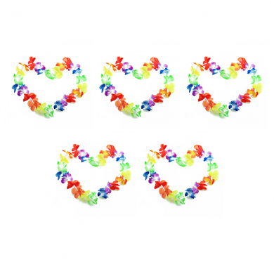 Гавайское ожерелье 96 см (Набор 5 шт.), цвет оранжевый красный желтый синий