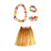 Гавайская юбка разноцветная 40 см, ожерелье лея 96 см, венок, 2 браслета (набор)