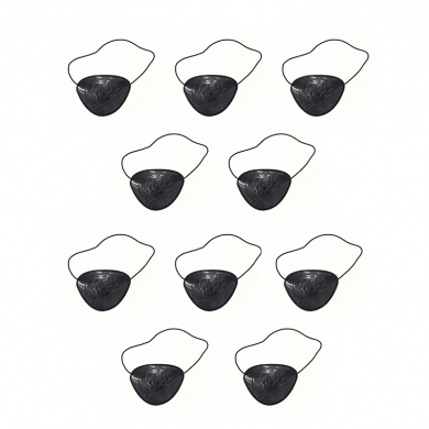 Наглазник черный пиратский "Череп пирата" окклюдер пирата, карнавальный ,детский (Набор 10 шт.)