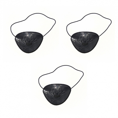 Наглазник черный пиратский "Череп пирата" окклюдер пирата, карнавальный , детский  (Набор 3 шт.)