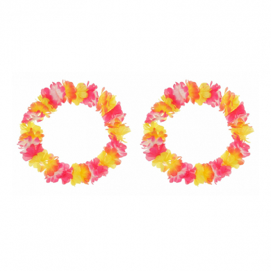 Ожерелье гавайское "Лепестки", цвет розовый, желтый, оранжевый (Набор 2 шт.)