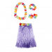 Гавайская юбка фиолетовая 60 см, ожерелье лея 96 см, венок, 2 браслета (набор)