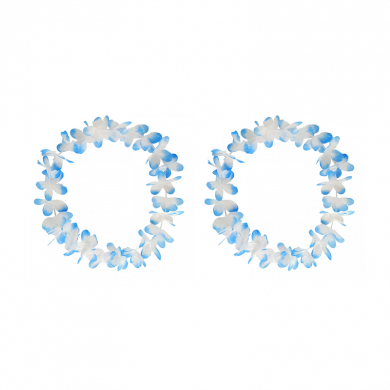 Ожерелье гавайское "Двухцветное", цвет бело-синий-голубой (Набор 2 шт.)