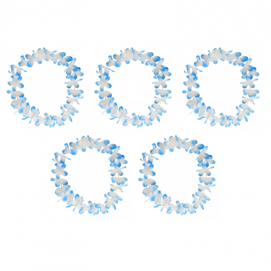 Ожерелье гавайское "Двухцветное", цвет бело-голубой (Набор 5 шт.)