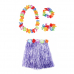 Гавайская юбка фиолетовая 40 см, ожерелье лея 96 см, венок, 2 браслета (набор)