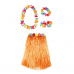 Гавайская юбка оранжевая 60 см, ожерелье лея 96 см, венок, 2 браслета (набор)