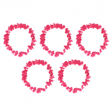 Гавайское ожерелье "Цветочки", цвет розовый (Набор 5 шт.)