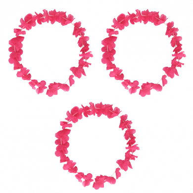 Гавайское ожерелье "Цветочки", цвет розовый (Набор 3 шт.)