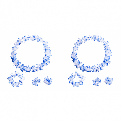 Гавайский набор, цвет синий, 4 предмета: ожерелье лея, венок, 2 браслета (Набор 2 шт.)