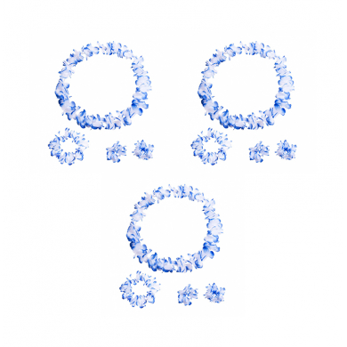 Гавайский набор, цвет синий, 4 предмета: ожерелье лея, венок, 2 браслета (Набор 3 шт.)