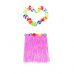 Гавайская юбка 40 см розовая, гавайское ожерелье 96 см