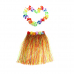 Гавайская юбка 40 см разноцветная с цветочками, гавайское ожерелье 96 см