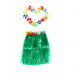 Гавайская юбка 40 см зеленая, гавайское ожерелье 96 см