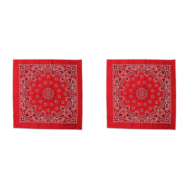 Банданы,повязки на голову, хлопковые "Узор" 55 х 55 см, цвет красный. (Набор 2 шт)