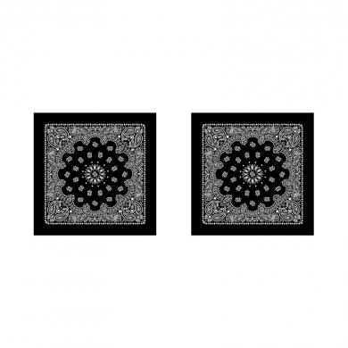 Банданы,повязки на голову, хлопковые "Узор" 55 х 55 см, цвет черный (Набор 2 шт)