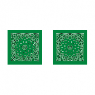 Банданы,повязки на голову, хлопковые "Узор" 55 х 55 см, цвет зеленый (Набор 2 шт)