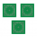Банданы,повязки на голову, хлопковые "Узор" 55 х 55 см, цвет зеленый (Набор 3 шт)