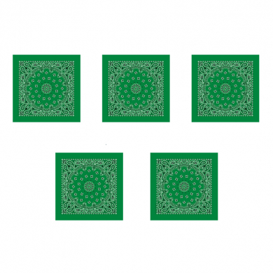 Банданы,повязки на голову, хлопковые "Узор" 55 х 55 см, цвет зеленый (Набор 5 шт)