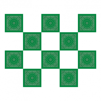 Банданы,повязки на голову,хлопковые "Узор" 55 х 55 см,цвет зеленый (Набор 10 шт)