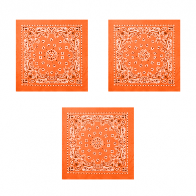 Банданы ,хлопковые"Узор Пейсли" 55 х 55 см, цвет оранжевый (Набор 3 шт.)