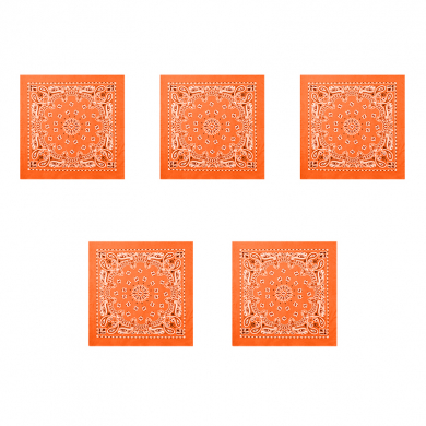 Банданы хлопковые "Узор Пейсли" 55 х 55 см, цвет оранжевый (Набор 5 шт.)