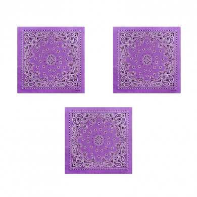 Банданы "Узор" 55 х 55 см, цвет ярко-сиреневый (Набор 3 шт.)