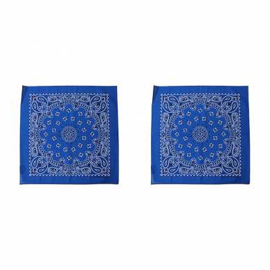 Банданы,повязки на голову, хлопковые "Узор" 55 х 55 см, цвет синий (Набор 2 шт.)