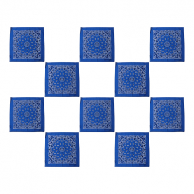 Банданы,повязки на голову, хлопковые "Узор" 55 х 55 см, цвет синий (Набор 10 шт)