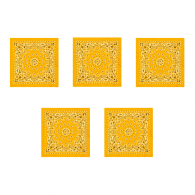 Банданы,повязки на голову, хлопковые "Узор" 55 х 55 см, цвет желтый (Набор 5 шт.)